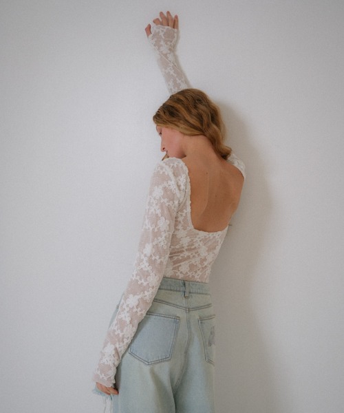 HONEY MI HONEY(ハニーミーハニー)の「molle embroidery lace body suit(Tシャツ/カットソー・レディース・オフホワイト/ホワイト/ブラック・FREE)」の19枚目の写真