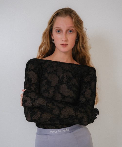 molle embroidery lace body suit（Tシャツ/カットソー）｜HONEY