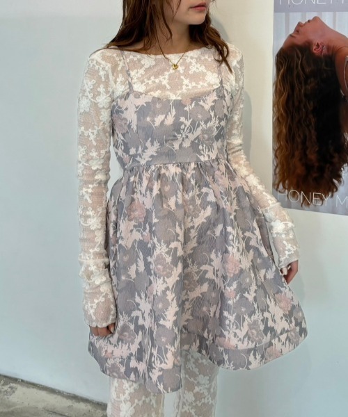 HONEY MI HONEY(ハニーミーハニー)の「molle embroidery lace body suit(Tシャツ/カットソー・レディース・オフホワイト/ホワイト/ブラック・FREE)」の4枚目の写真