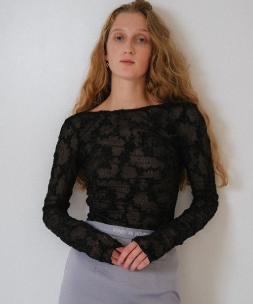 HONEY MI HONEY(ハニーミーハニー)の「molle embroidery lace body suit(Tシャツ/カットソー・レディース・オフホワイト/ホワイト/ブラック・FREE)」の21枚目の写真