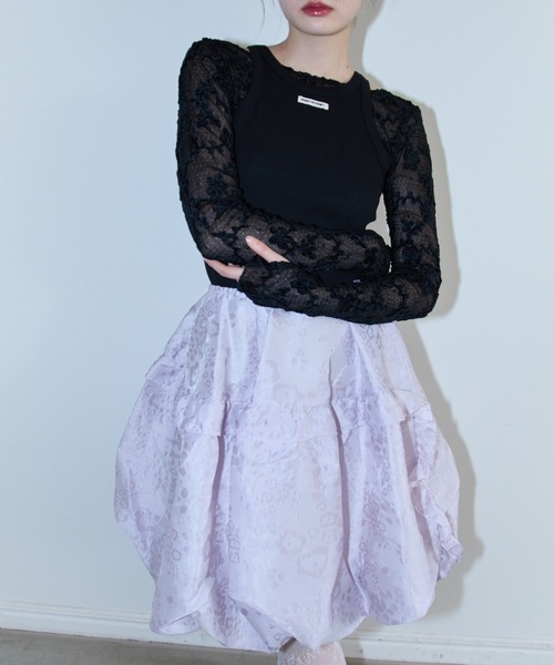 HONEY MI HONEY(ハニーミーハニー)の「molle embroidery lace body suit(Tシャツ/カットソー・レディース・オフホワイト/ホワイト/ブラック・FREE)」の15枚目の写真