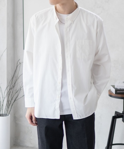 NAVY（ネイビー）の「NAVY ブロードボタンダウンシャツ（シャツ/ブラウス・メンズ・サックスブルー/ホワイト/ライトグレー/ネイビー・M/L/XL）」の2枚目の写真