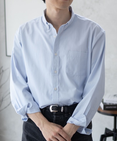 NAVY（ネイビー）の「NAVY ブロードボタンダウンシャツ（シャツ/ブラウス・メンズ・サックスブルー/ホワイト/ライトグレー/ネイビー・M/L/XL）」の4枚目の写真