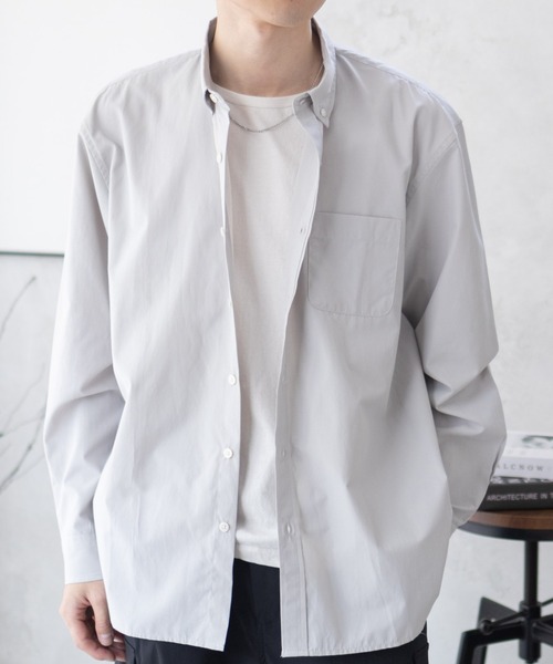 NAVY（ネイビー）の「NAVY ブロードボタンダウンシャツ（シャツ/ブラウス・メンズ・サックスブルー/ホワイト/ライトグレー/ネイビー・M/L/XL）」の3枚目の写真