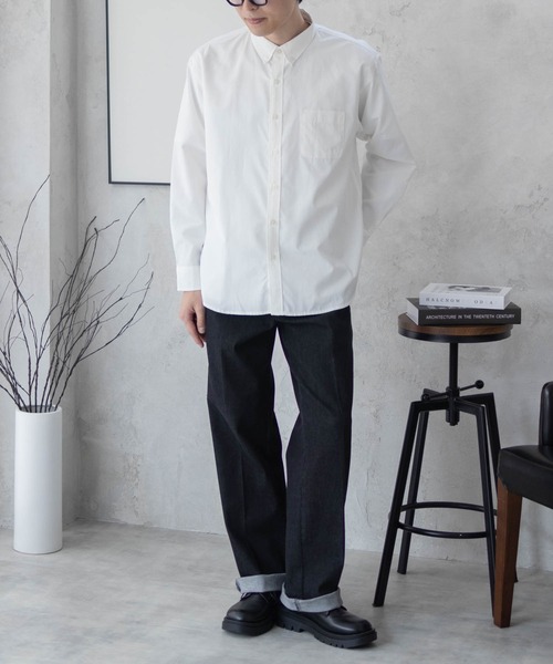 NAVY（ネイビー）の「NAVY ブロードボタンダウンシャツ（シャツ/ブラウス・メンズ・サックスブルー/ホワイト/ライトグレー/ネイビー・M/L/XL）」の5枚目の写真