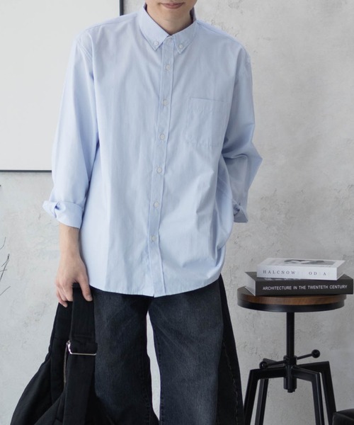 NAVY（ネイビー）の「NAVY ブロードボタンダウンシャツ（シャツ/ブラウス・メンズ・サックスブルー/ホワイト/ライトグレー/ネイビー・M/L/XL）」の19枚目の写真