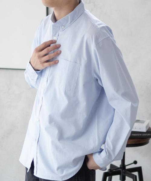 NAVY（ネイビー）の「NAVY ブロードボタンダウンシャツ（シャツ/ブラウス・メンズ・サックスブルー/ホワイト/ライトグレー/ネイビー・M/L/XL）」の21枚目の写真