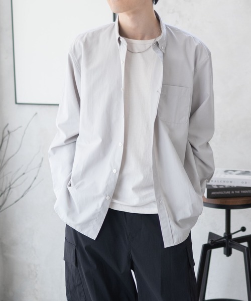 NAVY（ネイビー）の「NAVY ブロードボタンダウンシャツ（シャツ/ブラウス・メンズ・サックスブルー/ホワイト/ライトグレー/ネイビー・M/L/XL）」の13枚目の写真