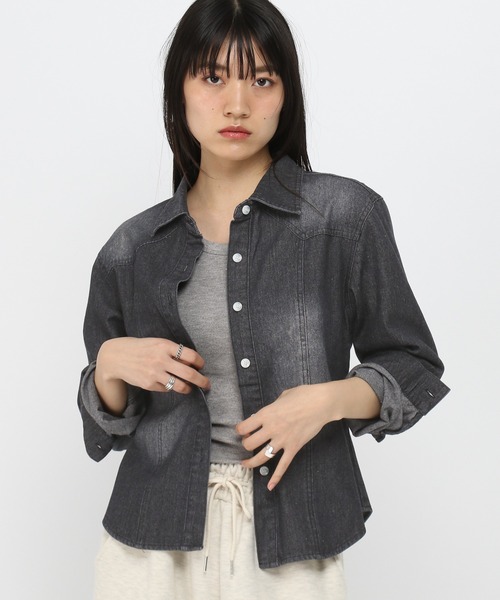 3.3 Field Trip （3.3フィールドトリップ）の「3.3Field Trip／ビンテージデニムシャツ（シャツ/ブラウス・レディース・ブラック/ブルー・FREE）」の6枚目の写真