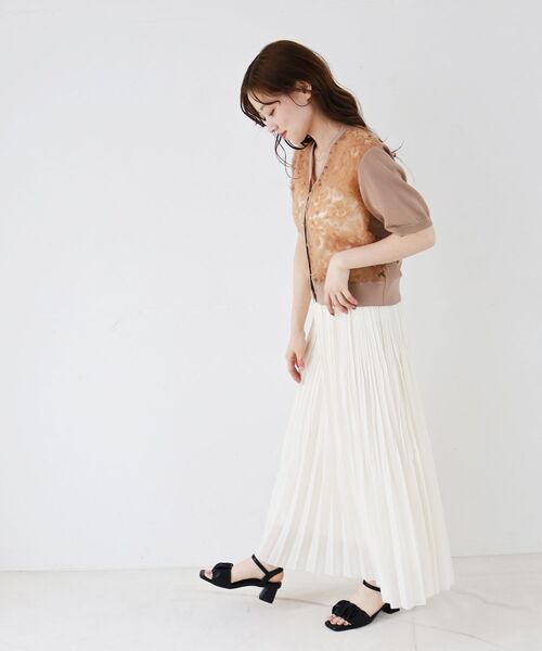 le.coeur blanc(ルクールブラン)の「チュール刺繍ハーフスリーブカーディガン(カーディガン/ボレロ・レディース・ブラック/アイボリー/ピンクベージュ・38)」の21枚目の写真