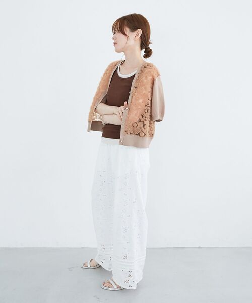 le.coeur blanc(ルクールブラン)の「チュール刺繍ハーフスリーブカーディガン(カーディガン/ボレロ・レディース・ブラック/アイボリー/ピンクベージュ・38)」の22枚目の写真