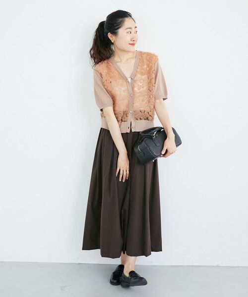 le.coeur blanc(ルクールブラン)の「チュール刺繍ハーフスリーブカーディガン(カーディガン/ボレロ・レディース・ブラック/アイボリー/ピンクベージュ/ベージュ・38)」の16枚目の写真