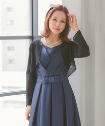 Retica（レティカ）の「ボレロ 結婚式 ショート丈 長袖 ワンカラー フレア シフォン カーディガン フォーマル 二次会 お呼ばれ パーティー（カーディガン/ボレロ）」