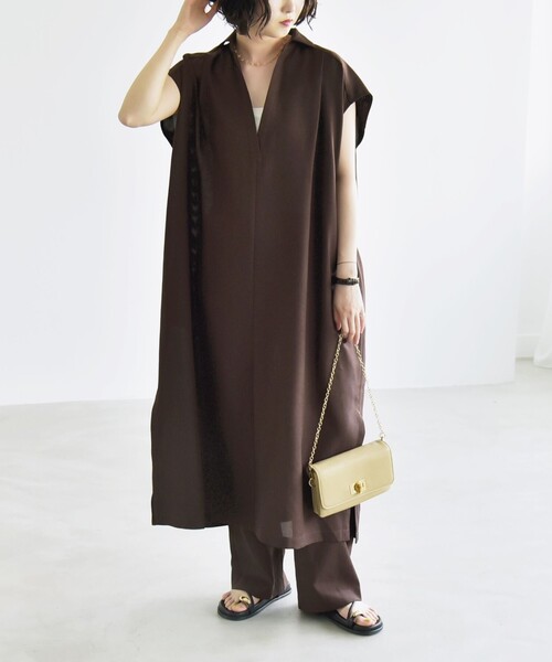オシャレ セットアップ シャツ ワンピース CLASSY.コラボ】ビスチェコンビ シャツワンピース / 23区 S