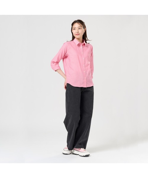 TOKYO SHIRTS(トウキョウシャツ)の「【Pitta Re:)】ふわっとガーゼシャツ 七分袖 綿100% レディースカジュアルシャツ(シャツ/ブラウス・レディース・ピンク・LL/S/L/M)」の6枚目の写真