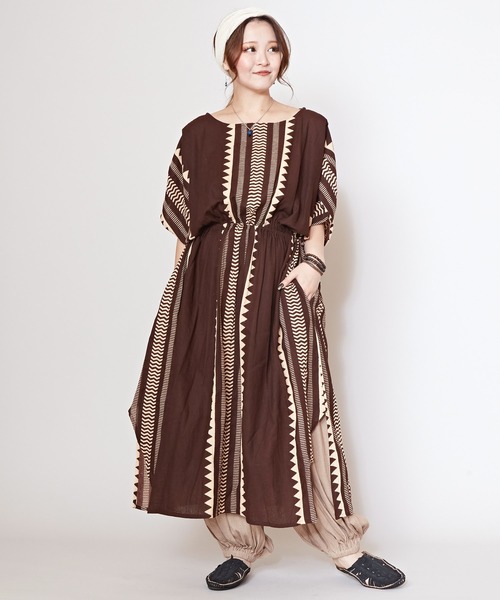 チャイハネ（チャイハネ）の「【チャイハネ】アイセブルワンピース（ワンピース・レディース・ブルー/ブラウン/ベージュ・FREE）」の2枚目の写真