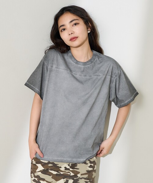 セール】フットボール 加工 Tシャツ/オーバーサイズ無地Tシャツ
