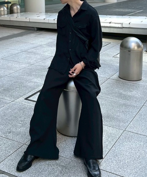 Chikashitsu +（チカシツプラス）の「【Chikashitsu +】tweed like western shirt / 【チカシツプラス】ツイード風ウエスタン長袖シャツ <着用動画あり>（シャツ/ブラウス・メンズ・ホワイト/ブラック/チャコール・ONE SIZE）」の9枚目の写真