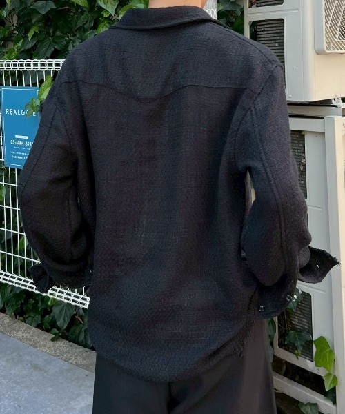Chikashitsu +（チカシツプラス）の「【Chikashitsu +】tweed like western shirt / 【チカシツプラス】ツイード風ウエスタン長袖シャツ <着用動画あり>（シャツ/ブラウス・メンズ・ホワイト/ブラック/チャコール・ONE SIZE）」の15枚目の写真