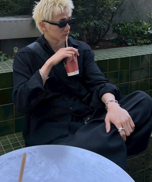 Chikashitsu +（チカシツプラス）の「【Chikashitsu +】tweed like western shirt / 【チカシツプラス】ツイード風ウエスタン長袖シャツ <着用動画あり>（シャツ/ブラウス・メンズ・ホワイト/ブラック/チャコール・ONE SIZE）」の6枚目の写真