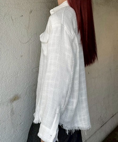 Chikashitsu +（チカシツプラス）の「【Chikashitsu +】tweed like western shirt / 【チカシツプラス】ツイード風ウエスタン長袖シャツ <着用動画あり>（シャツ/ブラウス・メンズ・ホワイト/ブラック/チャコール・ONE SIZE）」の20枚目の写真