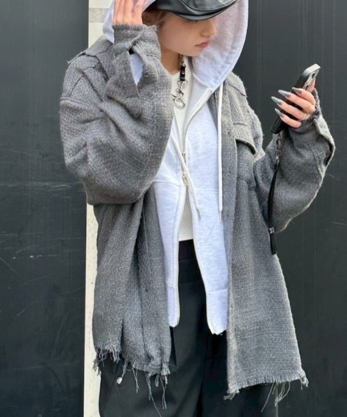 Chikashitsu +（チカシツプラス）の「【Chikashitsu +】tweed like western shirt / 【チカシツプラス】ツイード風ウエスタン長袖シャツ <着用動画あり>（シャツ/ブラウス・メンズ・ホワイト/ブラック/チャコール・ONE SIZE）」の22枚目の写真