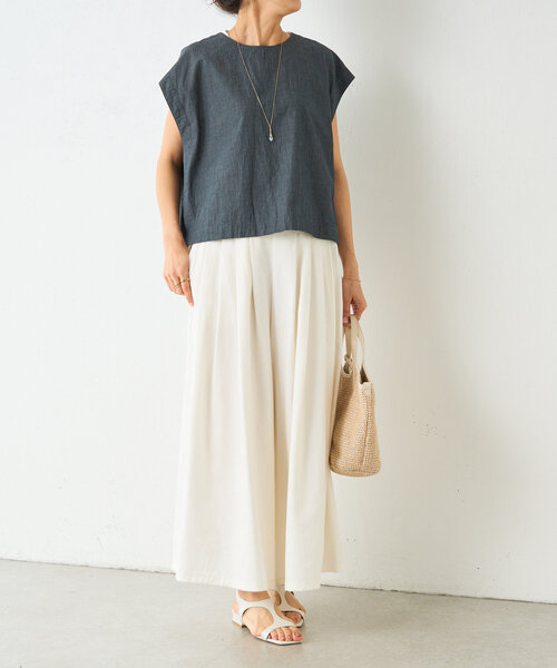 BEARDSLEY（ビアズリー）の「綿ワッシャーベスト（シャツ/ブラウス・レディース・ブラック/グレー・FREE）」の3枚目の写真