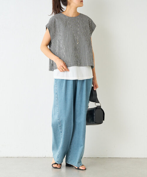 BEARDSLEY（ビアズリー）の「綿ワッシャーベスト（シャツ/ブラウス・レディース・ブラック/グレー・FREE）」の7枚目の写真