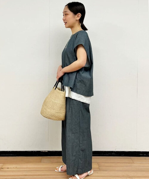 BEARDSLEY（ビアズリー）の「綿ワッシャーベスト（シャツ/ブラウス・レディース・ブラック/グレー・FREE）」の9枚目の写真