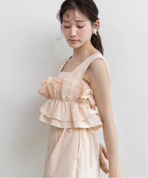 RANDA（ランダ）の「フリルデザインコンビネゾン（サロペット/オーバーオール・レディース・ベージュ/ネイビー/ホワイト・0/1）」の16枚目の写真