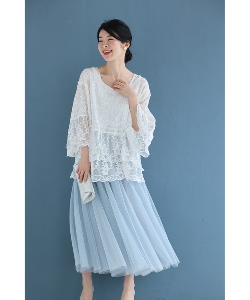 cawaii(カワイイ)の「ふんわり柔らかなシアーベールの刺繍ブラウストップス(シャツ/ブラウス・レディース・ホワイト・FREE)」の11枚目の写真