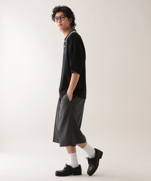 RAGEBLUE（レイジブルー）の「ワンポイント刺繍/オーバーサイズ/サマーニットポロシャツ（ポロシャツ・メンズ・ブラック/グリーン/ネイビー・MEDIUM/LARGE）」の6枚目の写真