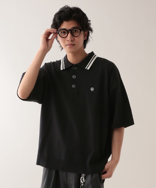 RAYBRIG ポロシャツ Sサイズ 黒 SS】MEN DOT MESH COOL ワイドスプレッドカラー 半袖ポロシャツ