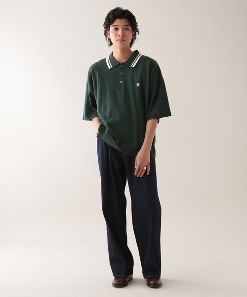 RAGEBLUE（レイジブルー）の「ワンポイント刺繍/オーバーサイズ/サマーニットポロシャツ（ポロシャツ・メンズ・ブラック/グリーン/ネイビー・MEDIUM/LARGE）」の9枚目の写真