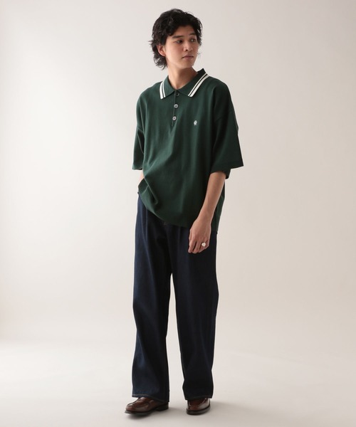 RAGEBLUE（レイジブルー）の「ワンポイント刺繍/オーバーサイズ/サマーニットポロシャツ（ポロシャツ・メンズ・ブラック/グリーン/ネイビー・MEDIUM/LARGE）」の12枚目の写真