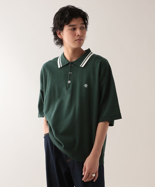 RAGEBLUE（レイジブルー）の「ワンポイント刺繍/オーバーサイズ/サマーニットポロシャツ（ポロシャツ・メンズ・ブラック/グリーン/ネイビー・MEDIUM/LARGE）」の13枚目の写真