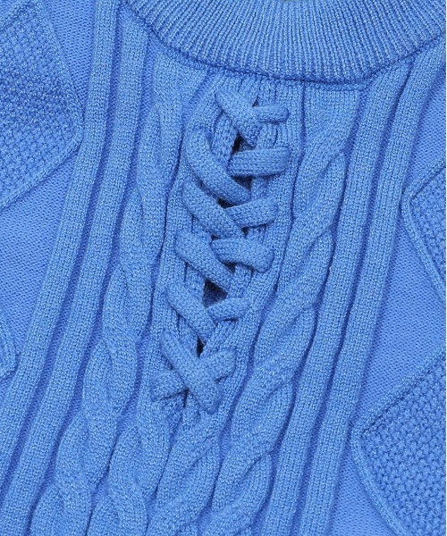 HOOK(フック)の「【HOOK】for girls 編み上げニットタンクトップ (SS)(タンクトップ・レディース・ブルー/ホワイト・MEDIUM/SMALL)」の10枚目の写真