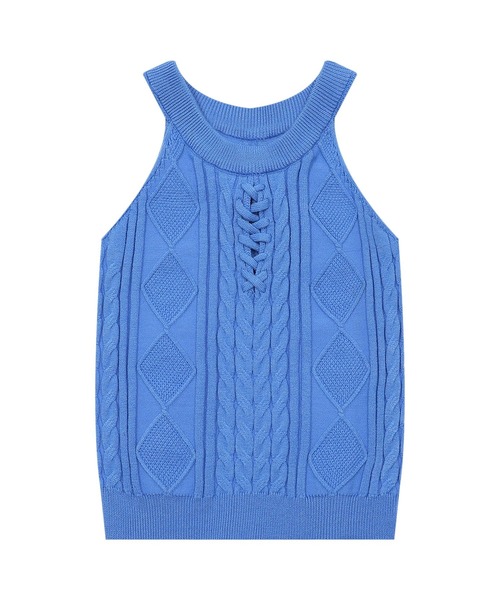 HOOK(フック)の「【HOOK】for girls 編み上げニットタンクトップ (SS)(タンクトップ・レディース・ブルー/ホワイト・MEDIUM/SMALL)」の9枚目の写真