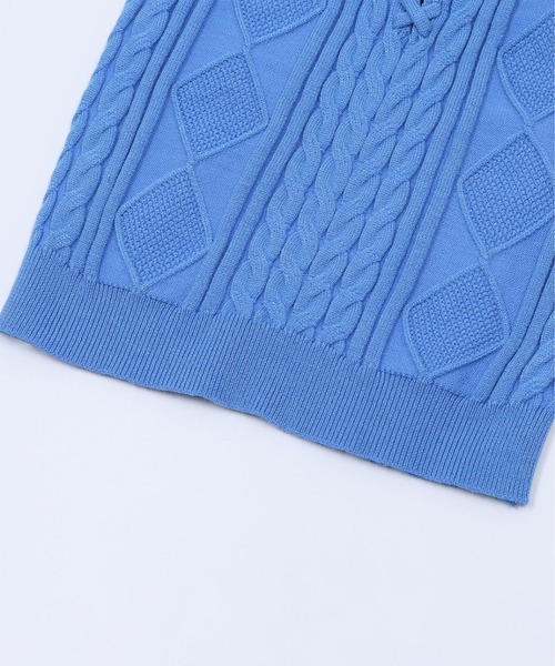 HOOK(フック)の「【HOOK】for girls 編み上げニットタンクトップ (SS)(タンクトップ・レディース・ブルー/ホワイト・MEDIUM/SMALL)」の13枚目の写真