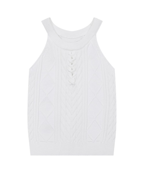 HOOK(フック)の「【HOOK】for girls 編み上げニットタンクトップ (SS)(タンクトップ・レディース・ブルー/ホワイト・MEDIUM/SMALL)」の7枚目の写真