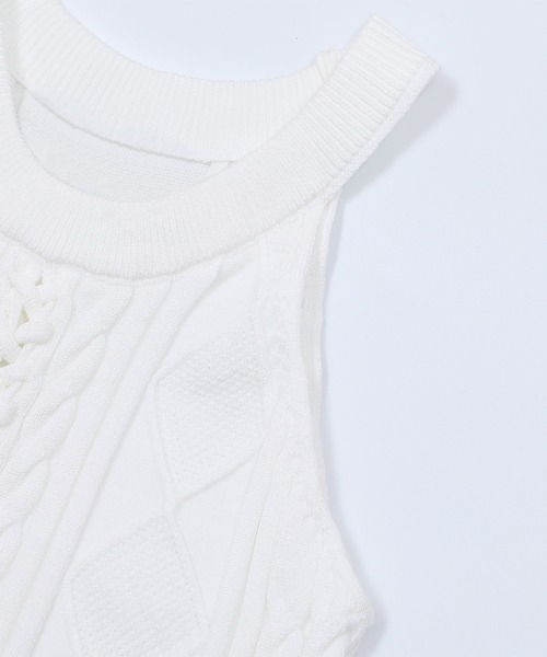 HOOK(フック)の「【HOOK】for girls 編み上げニットタンクトップ (SS)(タンクトップ・レディース・ブルー/ホワイト・MEDIUM/SMALL)」の15枚目の写真