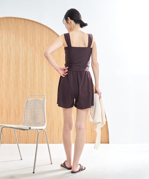 coen 【5点セット】ワッフルプルオーバースイムウェアL ブラウン coen 【5点セット】ワッフルプルオーバースイムウェアL ブラウン