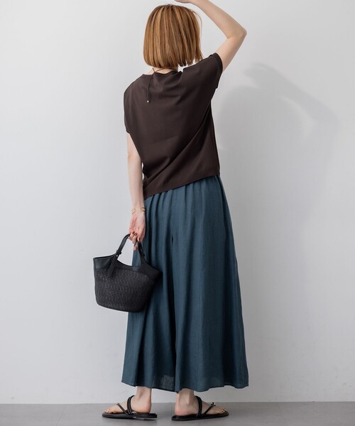 23区 S(ニジュウサンクチイサイサイズ)の「【洗える】LIBECOリネン ガウチョ パンツ(その他パンツ・レディース・ダークブラウン系/ダークグリーン系・32)」の14枚目の写真