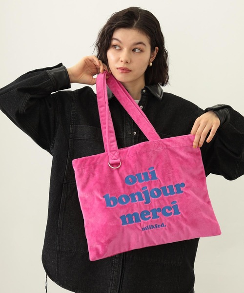 MILKFED.(ミルクフェド)の「LOGO FLUFFY BAG(トートバッグ・レディース・ブラック/ライトピンク/ピンク/パープル・ONE SIZE)」の12枚目の写真