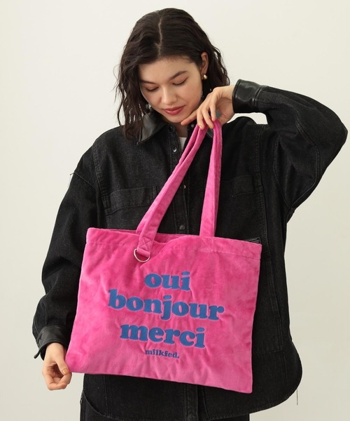 MILKFED.(ミルクフェド)の「LOGO FLUFFY BAG(トートバッグ・レディース・ブラック/ライトピンク/ピンク/パープル・ONE SIZE)」の13枚目の写真