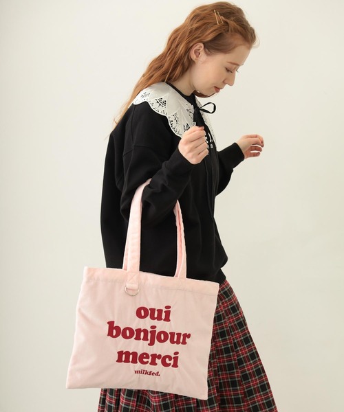 MILKFED.(ミルクフェド)の「LOGO FLUFFY BAG(トートバッグ・レディース・ブラック/ライトピンク/ピンク/パープル・ONE SIZE)」の15枚目の写真