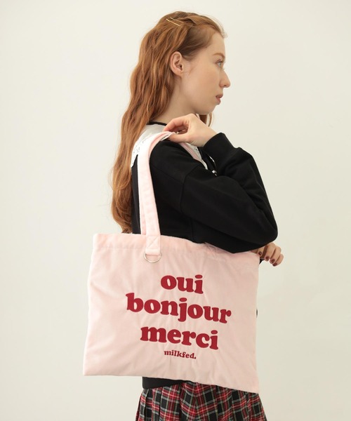 MILKFED.(ミルクフェド)の「LOGO FLUFFY BAG(トートバッグ・レディース・ブラック/ライトピンク/ピンク/パープル・ONE SIZE)」の16枚目の写真