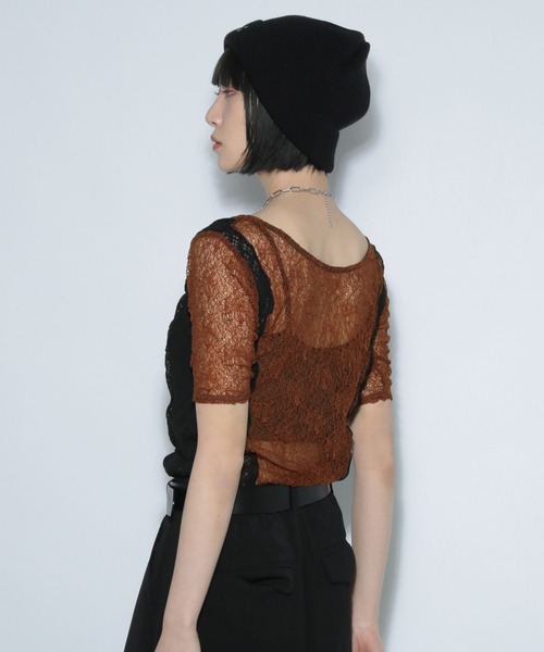 PAGEBOY(ページボーイ)の「カットレースキリカエ(半袖)(Tシャツ/カットソー・レディース・モカ/ブラック/オフホワイト・FREE)」の19枚目の写真