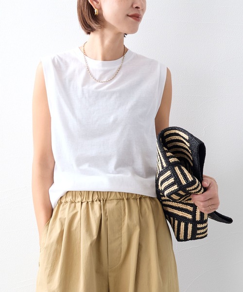 MICA&DEAL（マイカ＆ディール）の「シアータンクトップ（タンクトップ・レディース・ブラック/ブルーグレー/ホワイト/ピンク・FREE）」の5枚目の写真