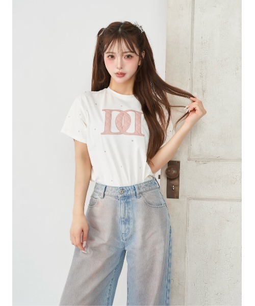 ダーリッチ darich キルティングアップリケビジューTシャツ ダーリッチ darich キルティングアップリケビジューTシャツ